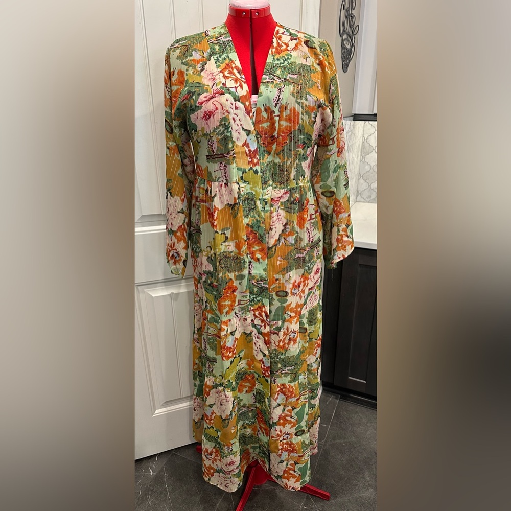 Anthropologie Floral Long Sleeve Kimono